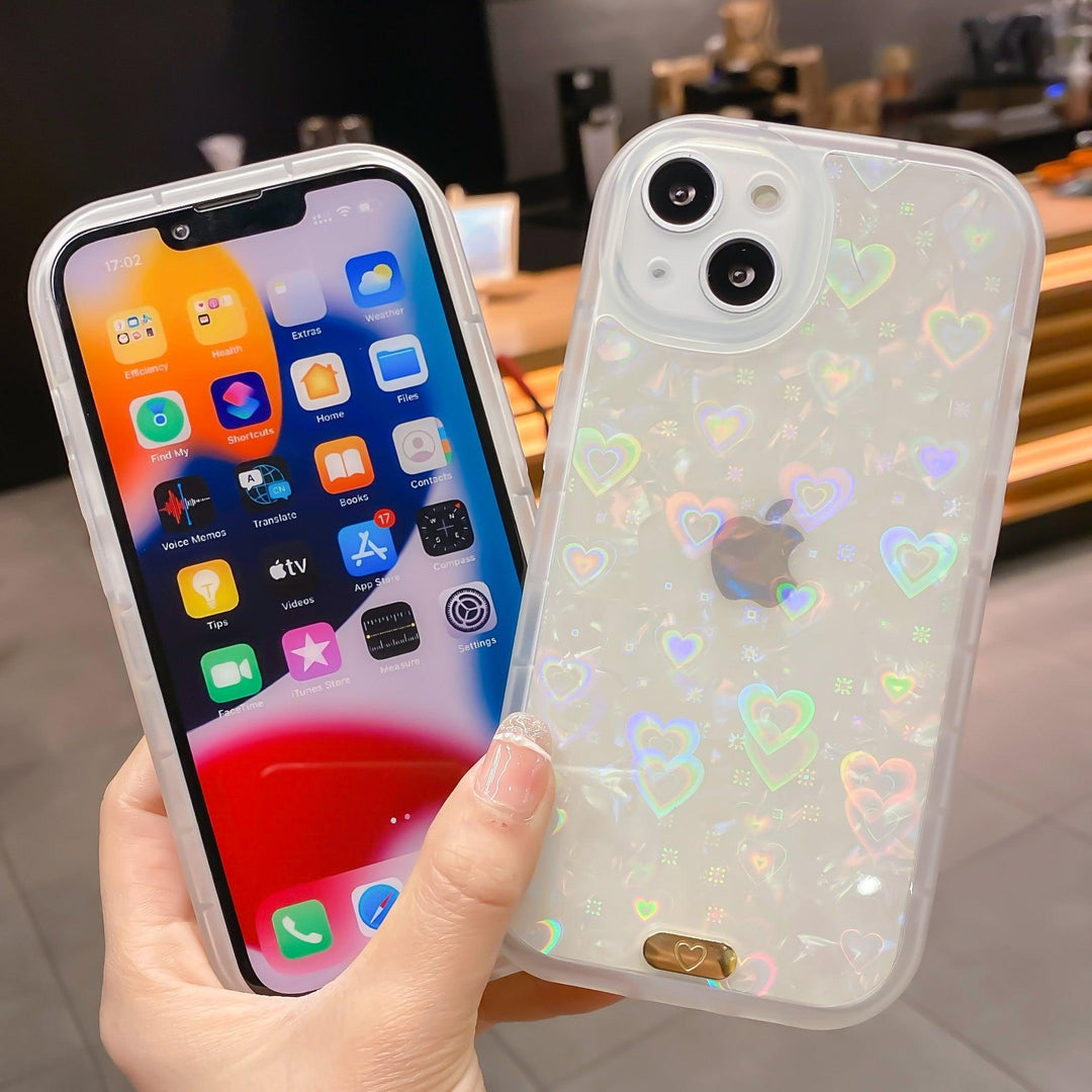 iPhone Case Holographic Hearts - Opal - CASELIX