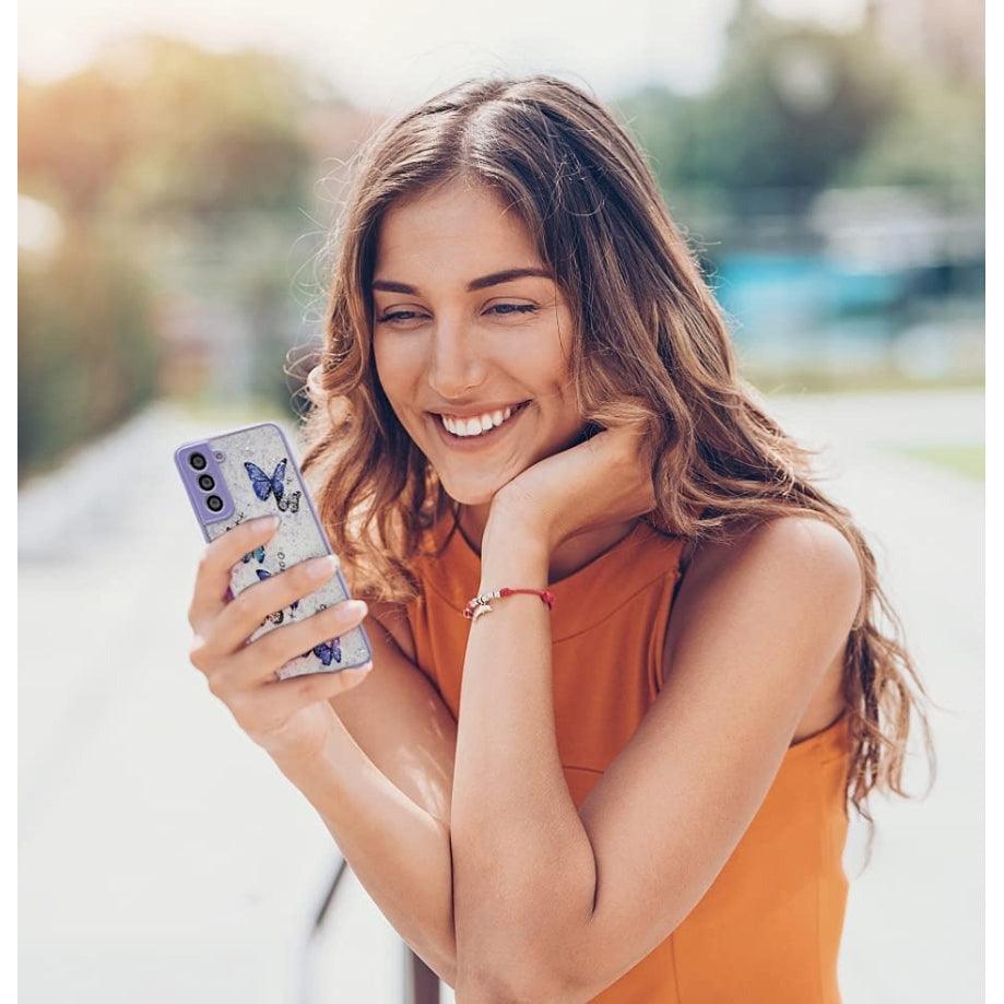 Samsung Galaxy Case Butterfly Glitter - Purple - CASELIX