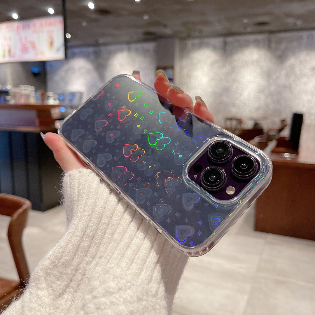 iPhone Case Clear Laser Hearts - Holographic - CASELIX