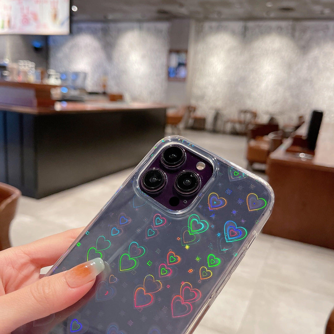 iPhone Case Clear Laser Hearts - Holographic - CASELIX