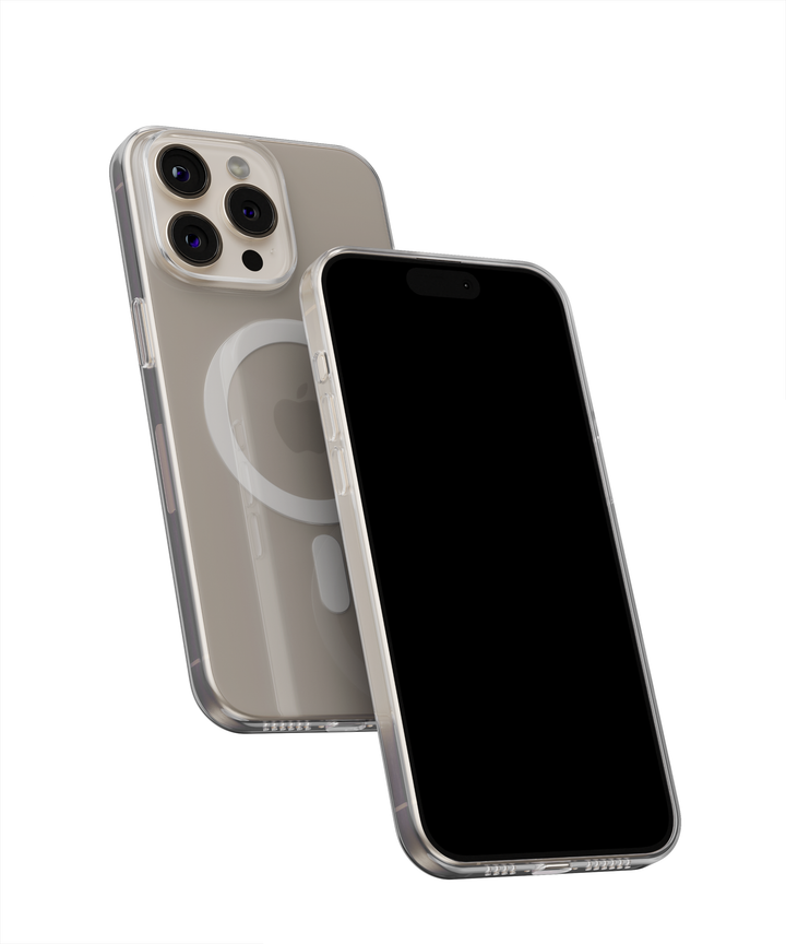 Clear MagSafe iPhone case compatible with iPhone 12, iPhone 13, iPhone 14, and iPhone 15 models, including iPhone 15 Pro and iPhone 15 Pro Max. This durable and sleek phone case offers MagSafe support for easy wireless charging. Perfect for those looking for a clear, protective case for iPhone 12, iPhone 13, iPhone 14, iPhone 16 Pro Max Case MagSafe Clear