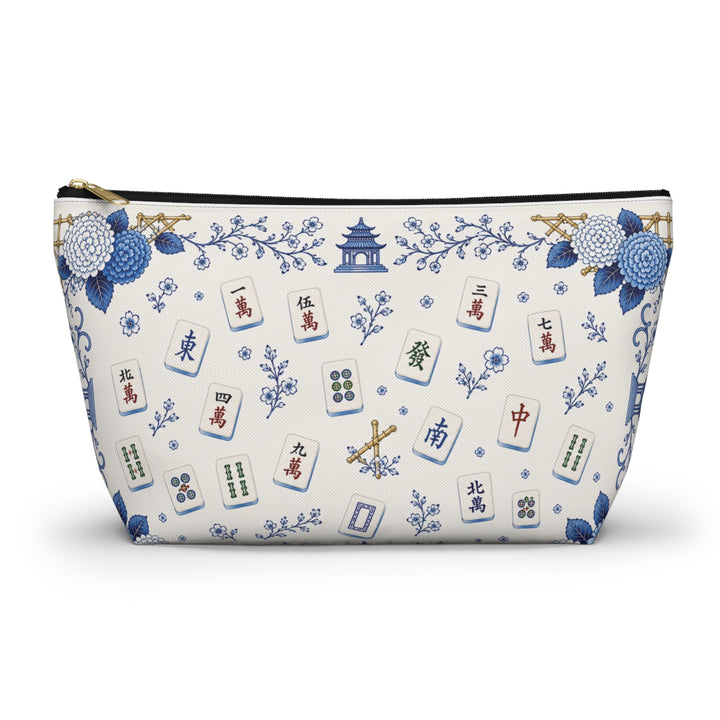 Blue & White Mahjong Floral Cosmetic Pouch
