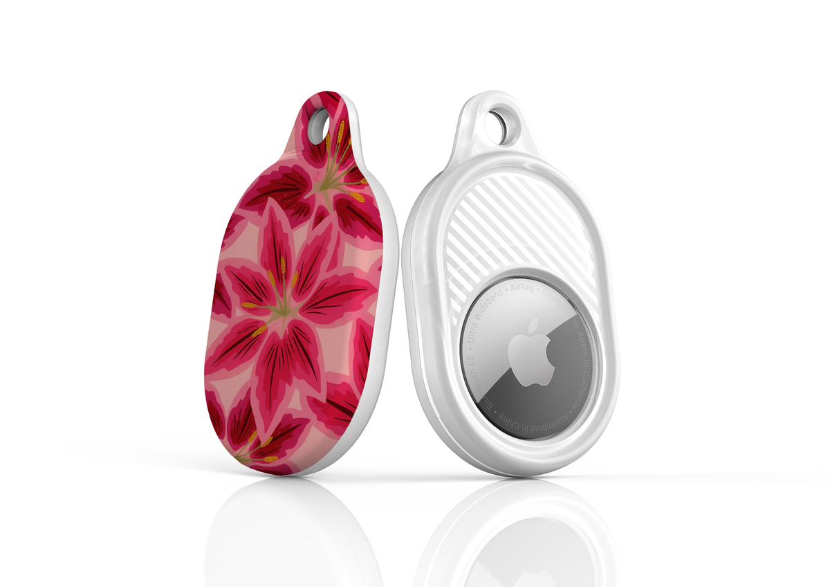 Stylish printed AirTag case with keyring, custom Apple AirTag cover for women, protective AirTag holder accessory