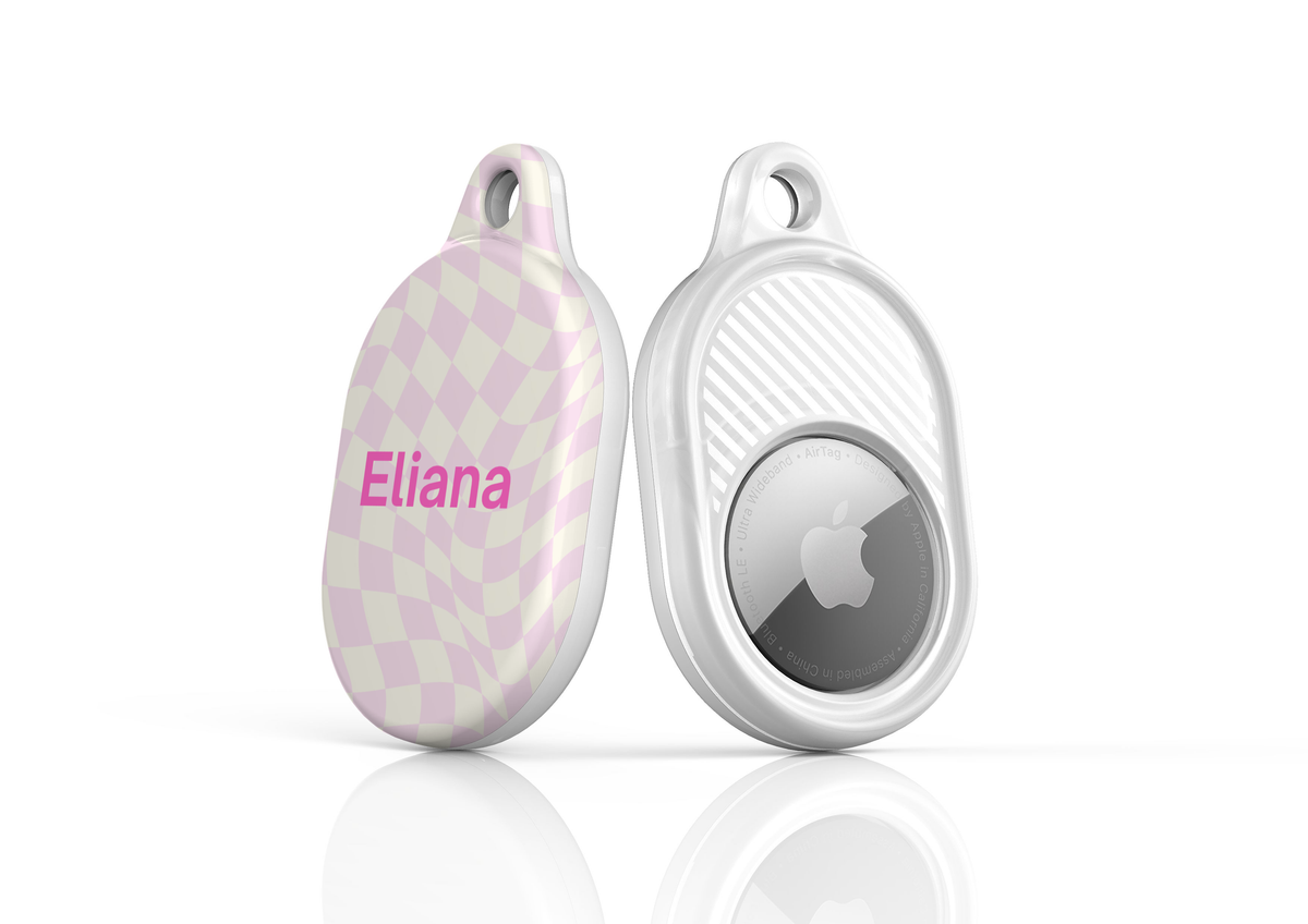 Stylish printed AirTag case with keyring, custom Apple AirTag cover for women, protective AirTag holder accessory
