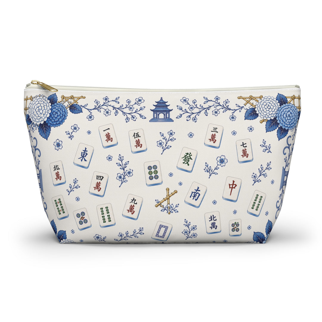 Blue & White Mahjong Floral Cosmetic Pouch