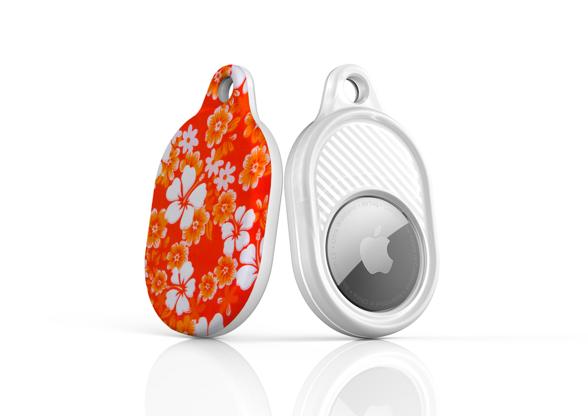 Stylish printed AirTag case with keyring, custom Apple AirTag cover for women, protective AirTag holder accessory