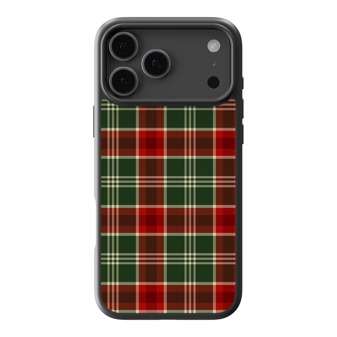 Red and green Christmas tartan plaid phone case with classic holiday check pattern