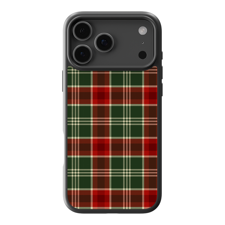 Red and green Christmas tartan plaid phone case with classic holiday check pattern