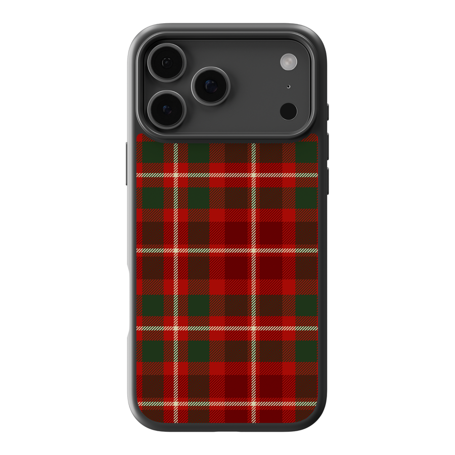 Red and green tartan plaid phone case with classic Christmas checkered pattern