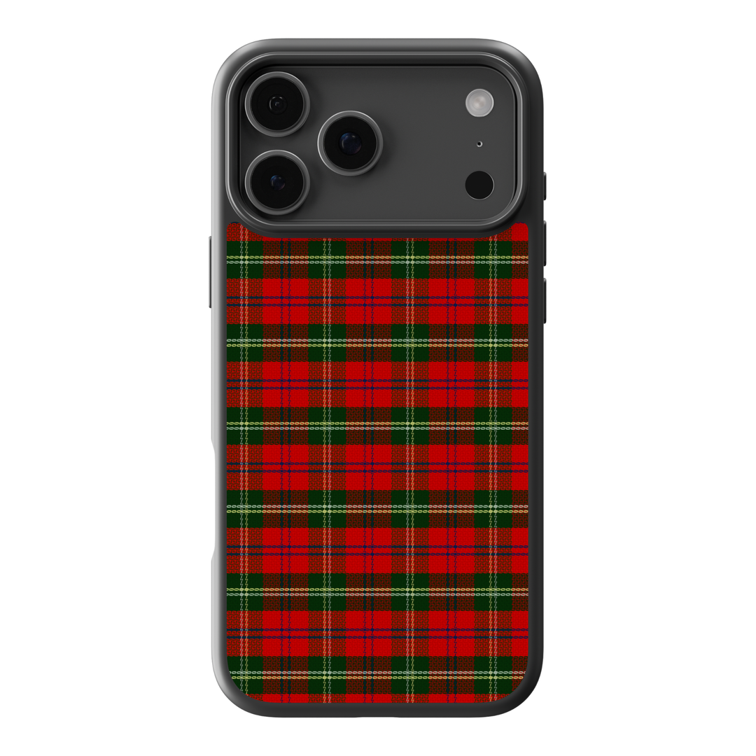 Red and green Christmas plaid phone case with classic tartan check pattern