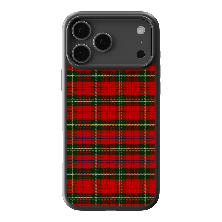 Red and green Christmas plaid phone case with classic tartan check pattern