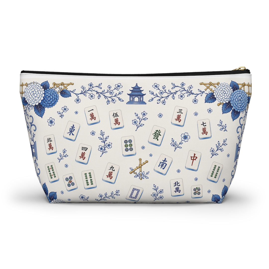 Blue & White Mahjong Floral Cosmetic Pouch