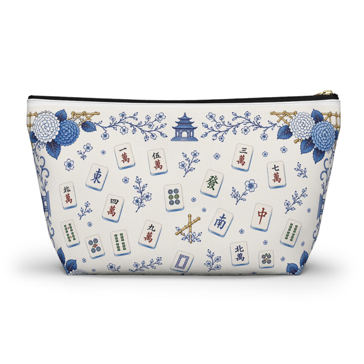 Blue & White Mahjong Floral Cosmetic Pouch