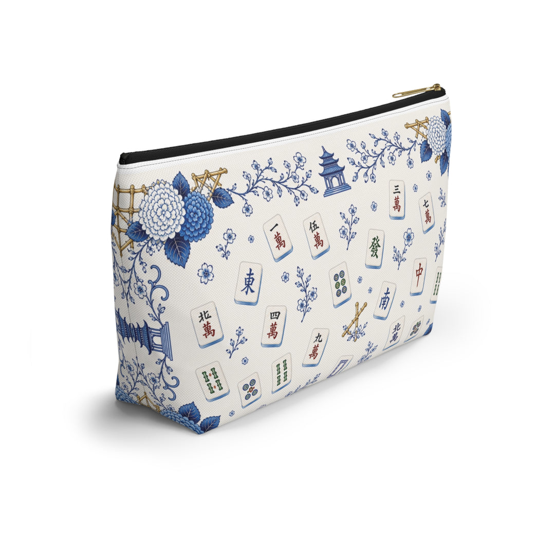 Blue & White Mahjong Floral Cosmetic Pouch