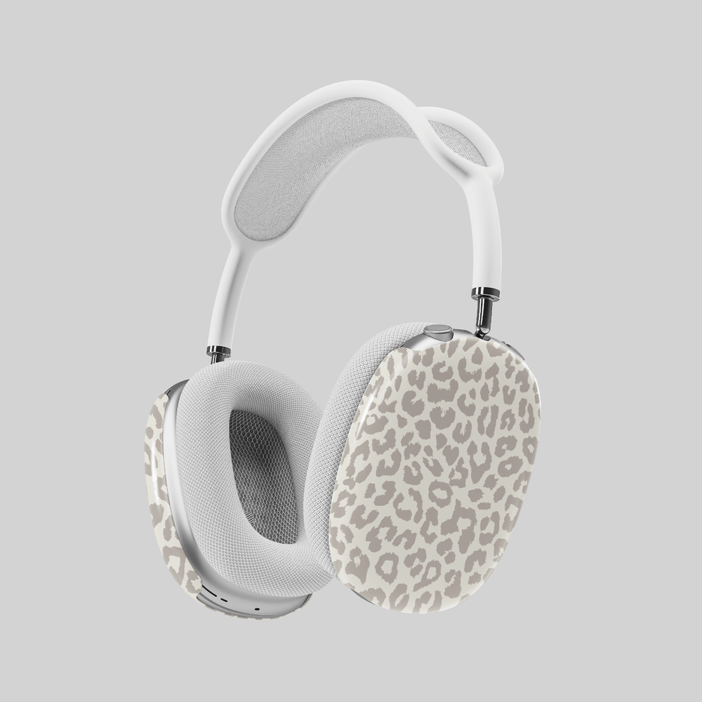 leopard print AirPods Max cover, bold and wild animal print headphone skin for Apple AirPods Max, trendy girly tech accessory.