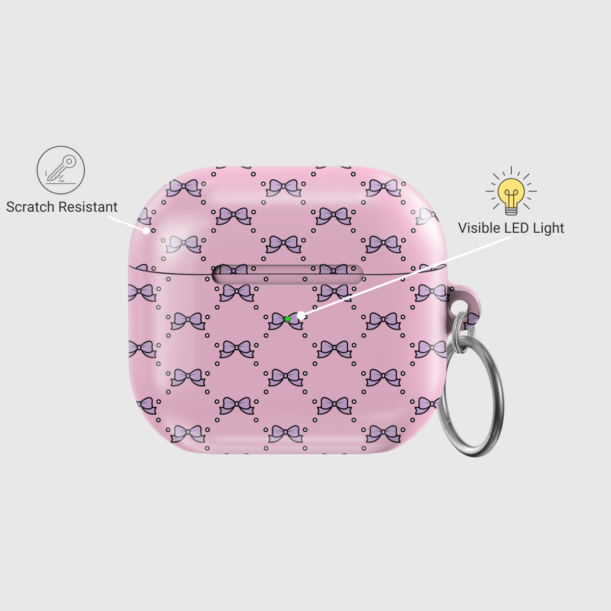 Cute protective AirPods case with stylish design, keychain ring, and durable TPU or hard shell cover – compatible with AirPods Pro, AirPods 1st, 2nd, and 3rd generation