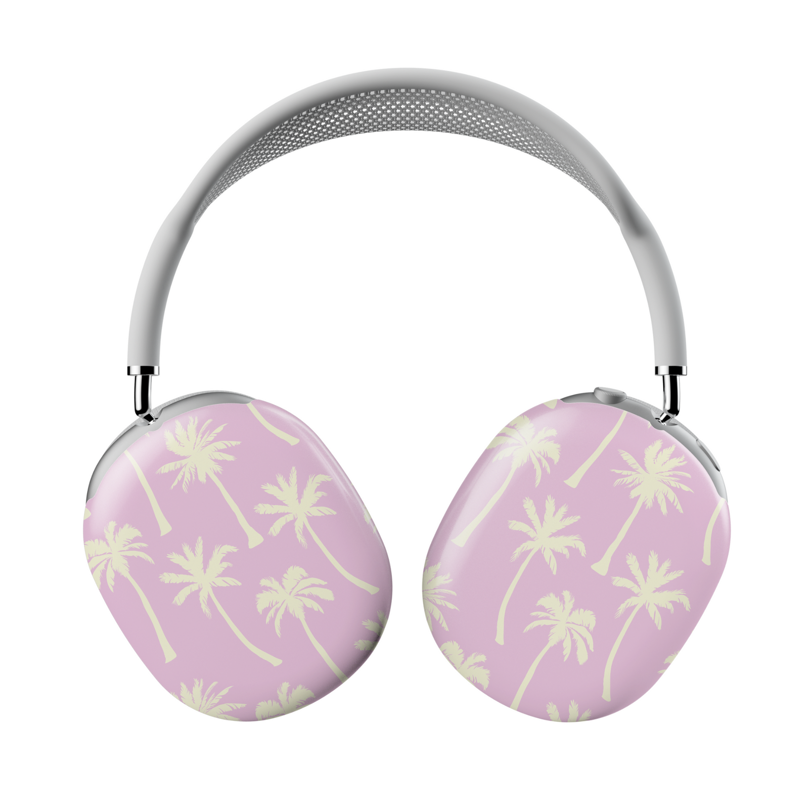 Lavender AirPods Max case with cream palm tree design. Compatible with AirPods Max. 