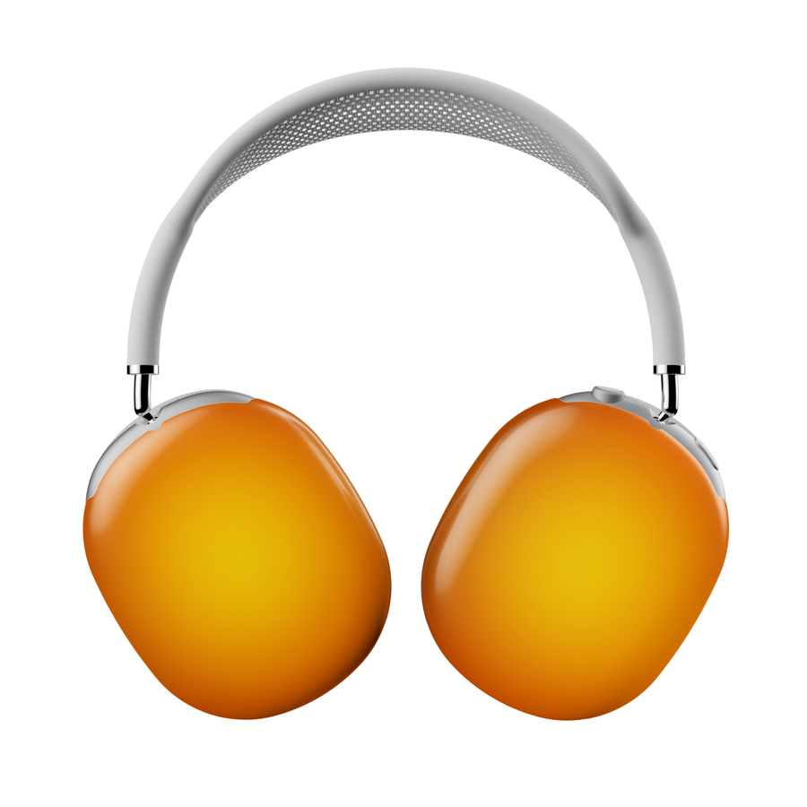 Orange and yellow gradient AirPods Max cover case with glossy protective finish for Apple AirPods Max