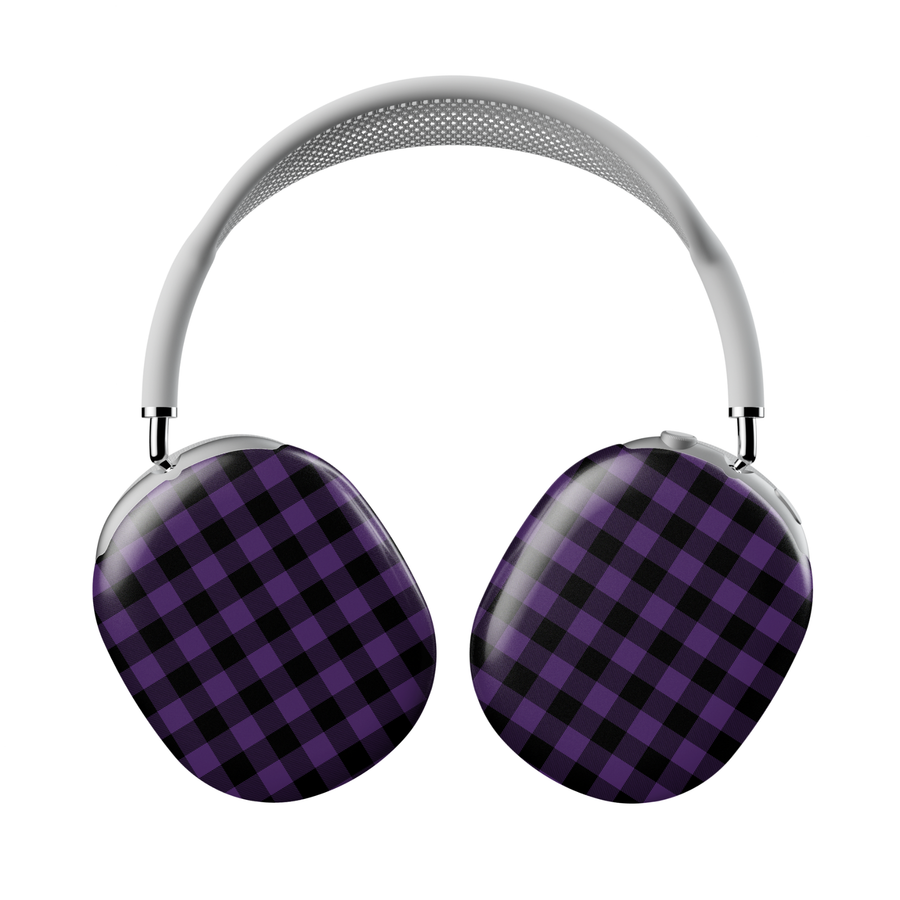 Purple Plaid AirPods Max Cover – Checkered Pattern Protective Skin for Apple AirPods Max Headphones