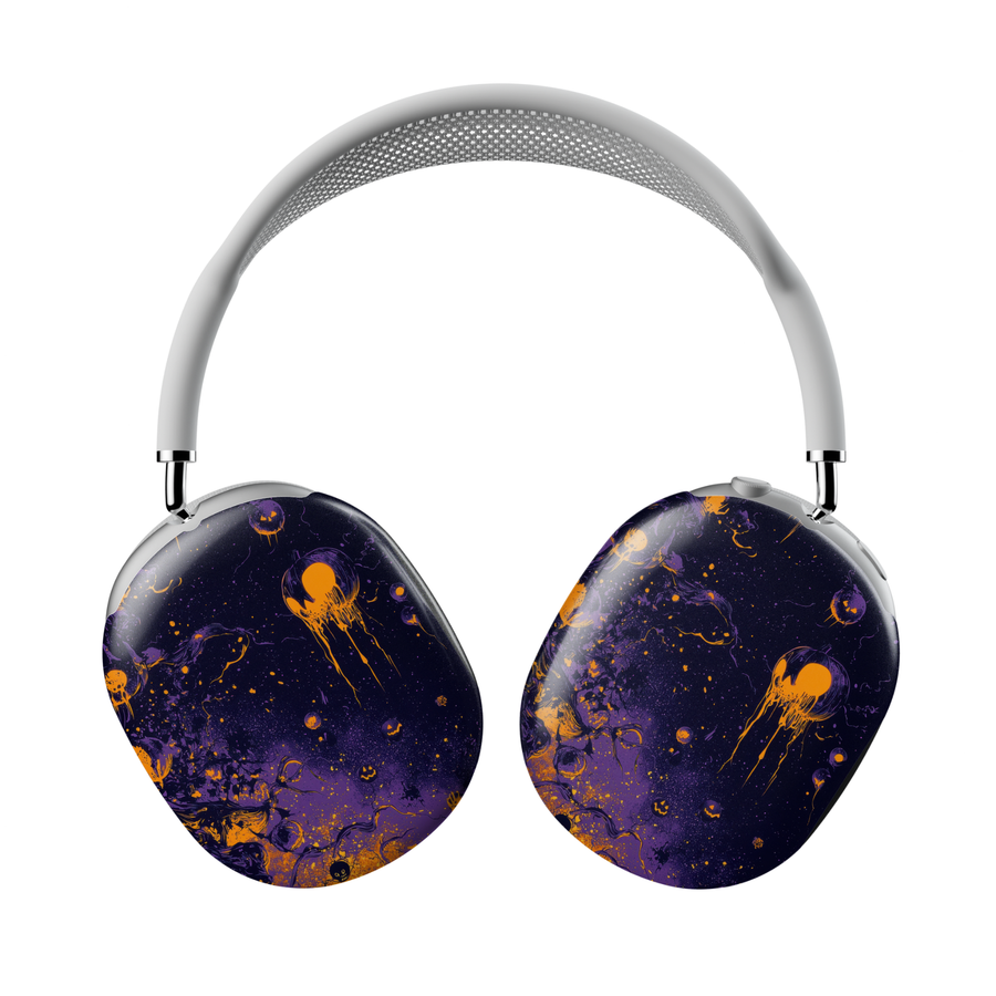 Halloween Galaxy AirPods Max Cover – Purple and Orange Cosmic Protective Skin for Apple AirPods Max Headphones