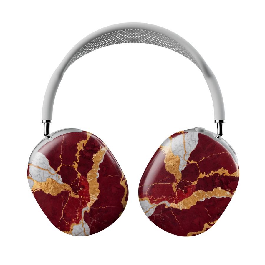 Red Marble AirPods Max Cover with Gold Veins – Luxury Protective Skin for Apple AirPods Max Headphones