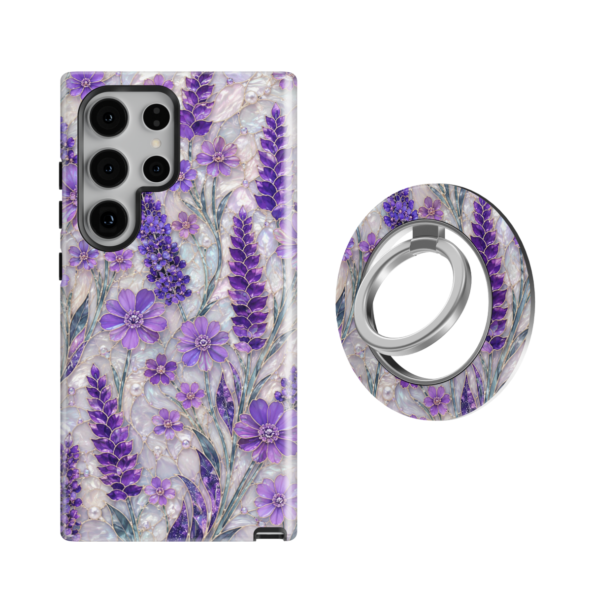 Lilac Blossom Luxe Galaxy bundle with matching MagCase and ring holder