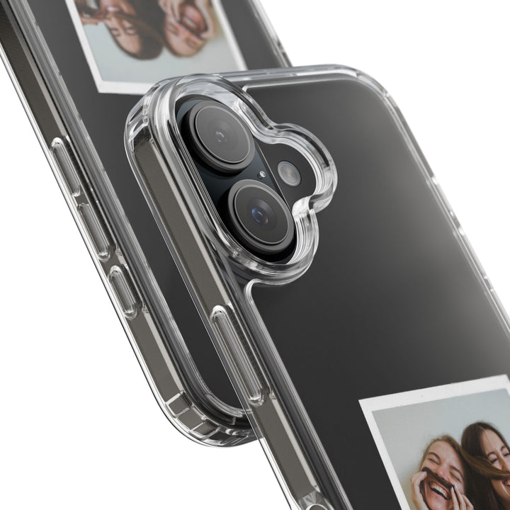 Personalized iPhone case with custom film strip photo design. Create a unique memory phone cover featuring your favorite pictures. Compatible with iPhone 15, 14, 13, 12 Pro Max.