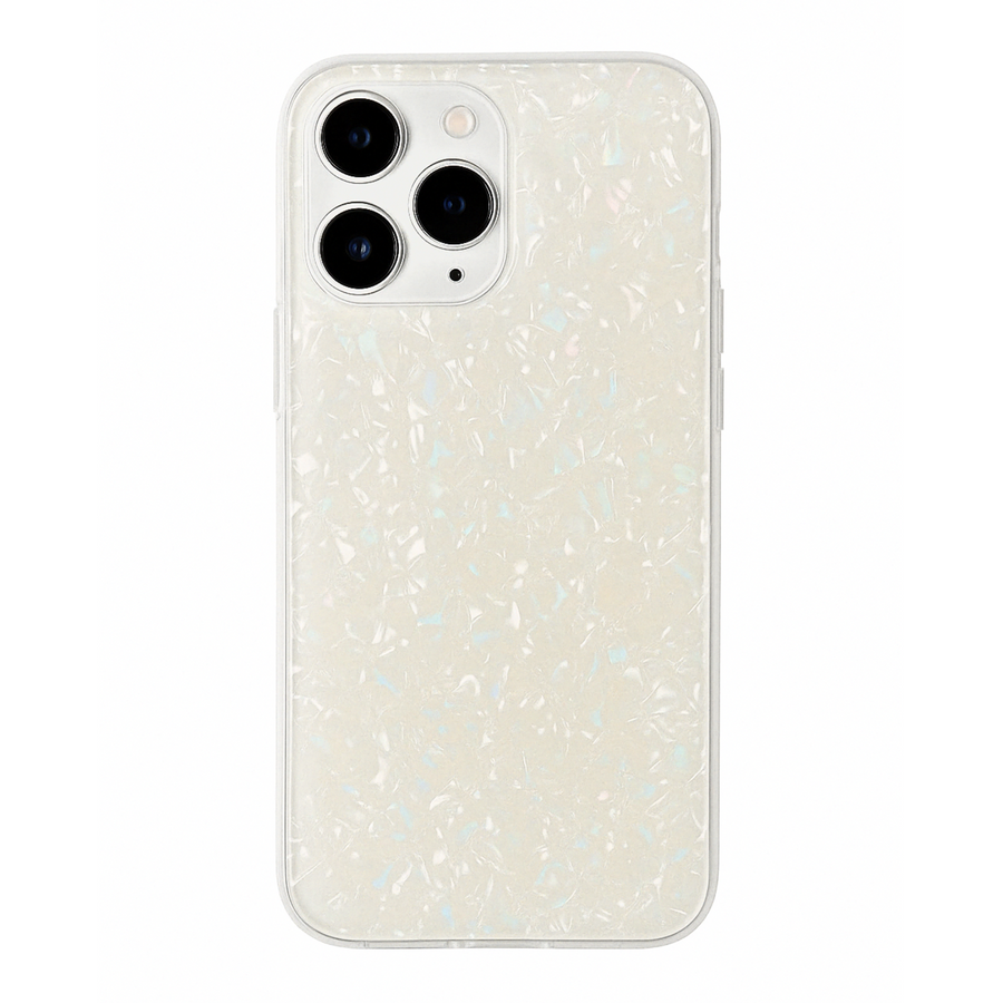 Soft iridescent opal pearl phone case with flexible TPU material in pastel shimmer finish