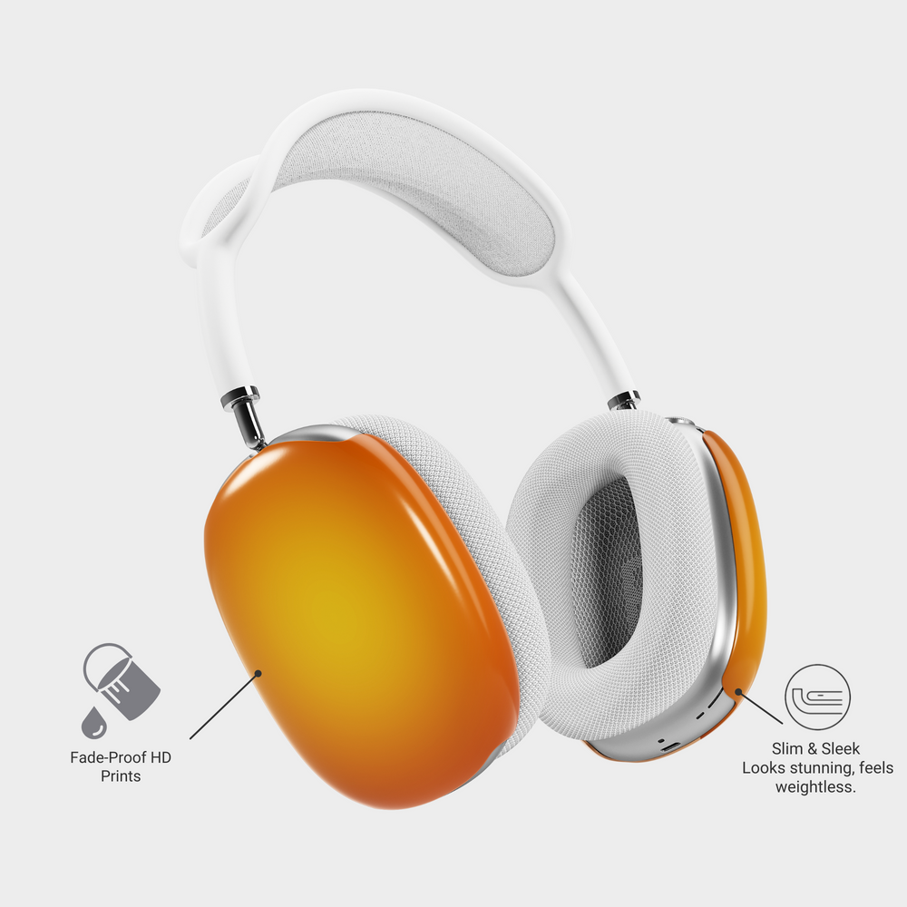 Orange and yellow gradient AirPods Max cover case with glossy protective finish for Apple AirPods Max