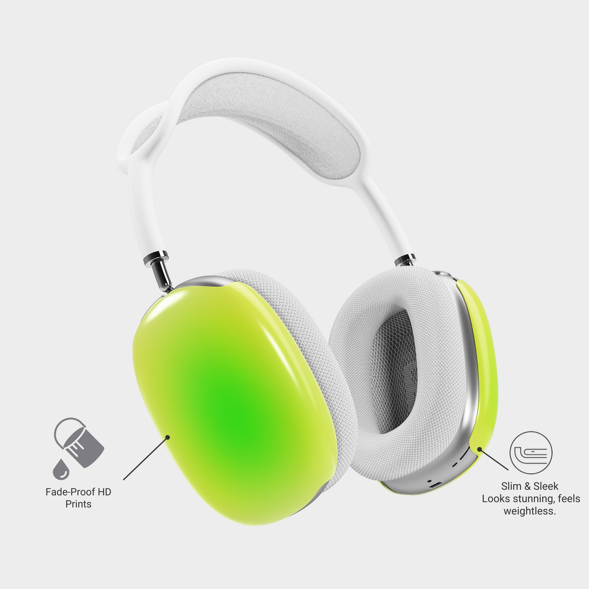 Neon green gradient AirPods Max case skin cover with glossy lime tone – stylish headphone cover for Apple AirPods Max