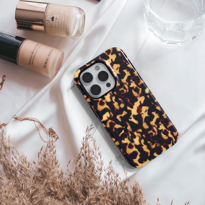 Tortoiseshell MagSafe iPhone 16 Pro Max Case for Women – Chic Girly Phone Case with Monogram SMR