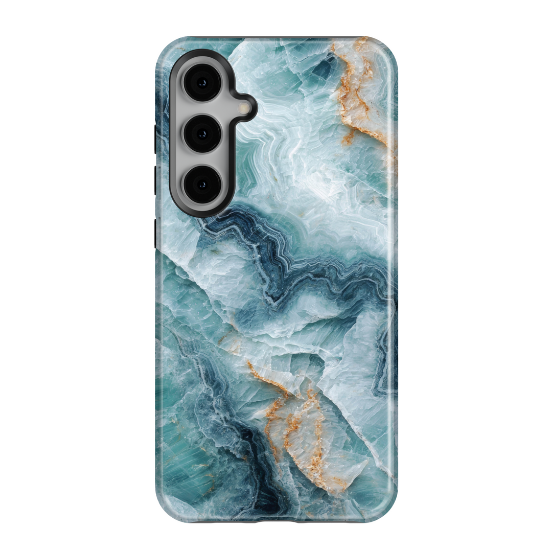 Aqua Marble Samsung Galaxy S24 Ultra Case for Women - Teal Blue Crystal Stone Pattern Cover - Galaxy S24 Plus / S23 FE Protective Case