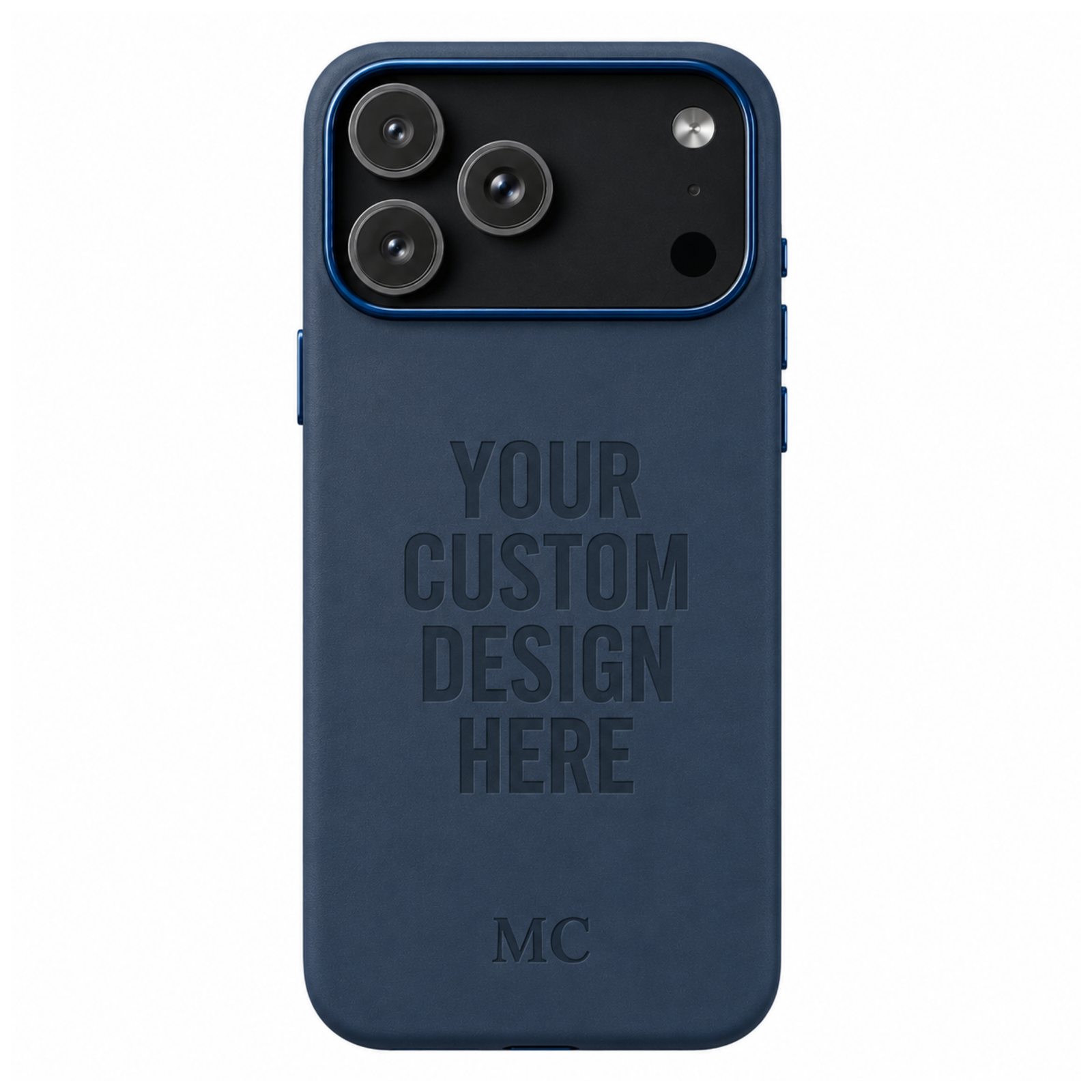 personalized vegan leather phone case featuring custom laser engraving, premium metal camera frame, matching metal buttons, and slim luxury design for iPhone and Samsung Galaxy.