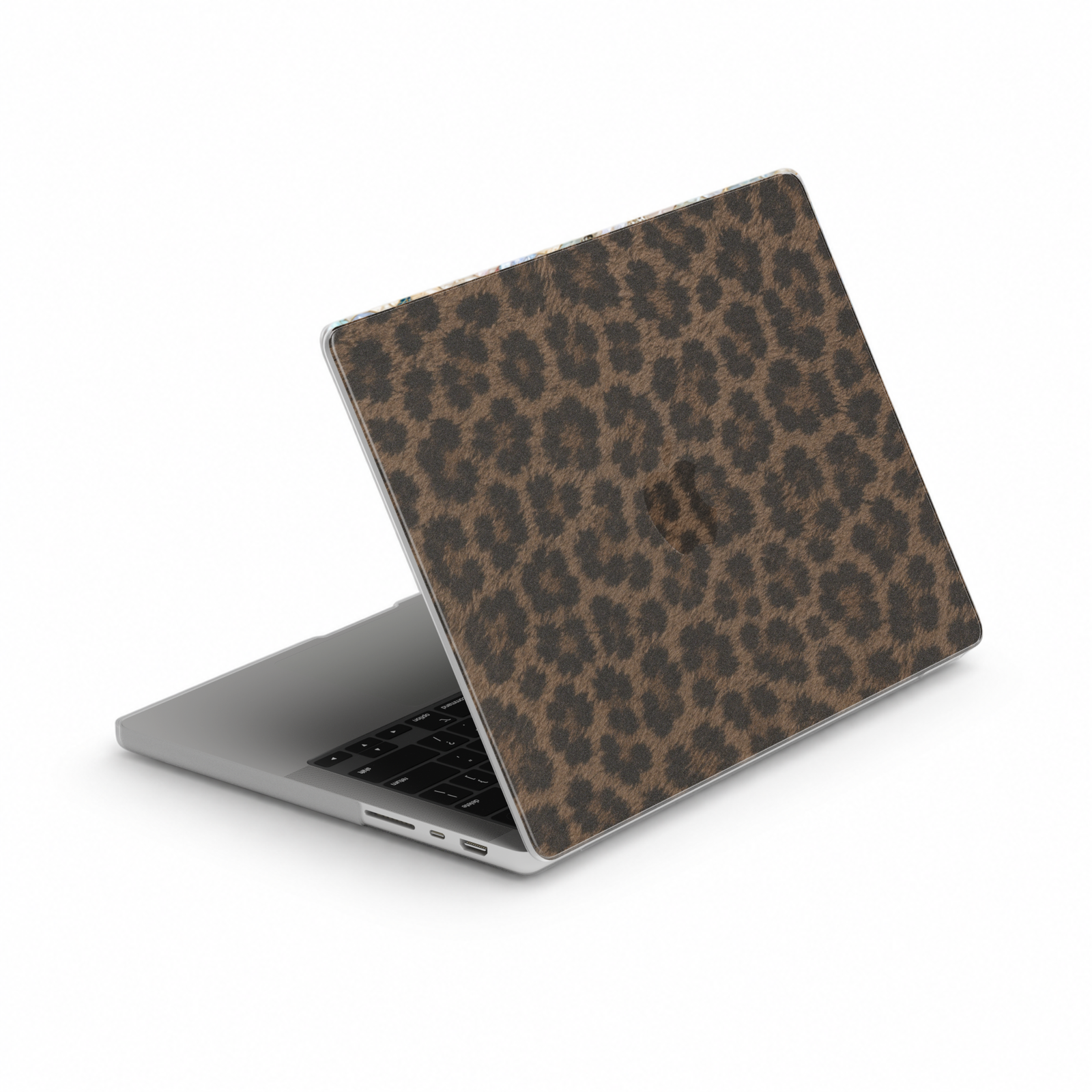 Brown leopard print MacBook cover featuring a classic animal pattern with rich mocha and espresso tones.