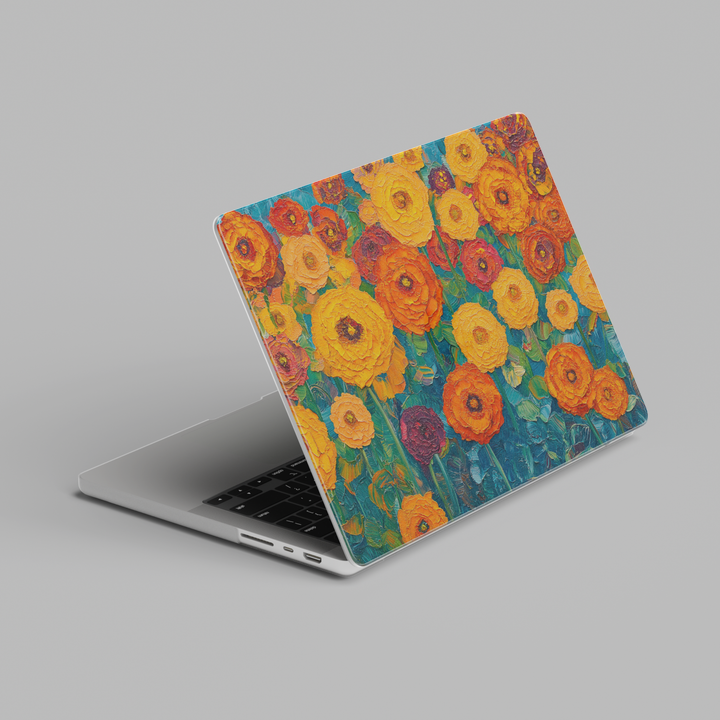 Colorful textured floral pattern hard shell MacBook laptop case