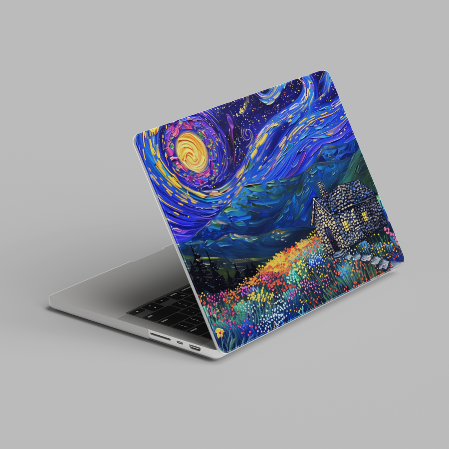 Starry night galaxy landscape hard shell MacBook laptop case