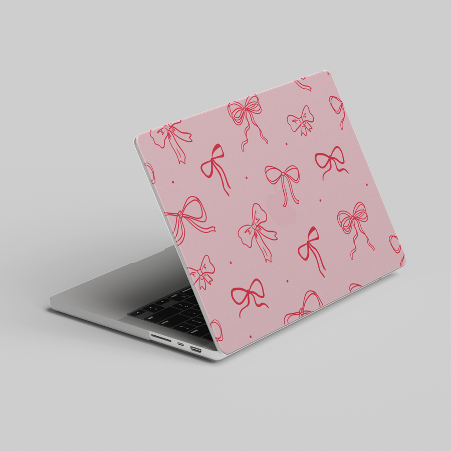 Pink bow MacBook case for Air 13, Air 15, Pro 13, Pro 14, Pro 16, Retina 15, MacBook 11 cover, 2020–2022 laptop skin for women