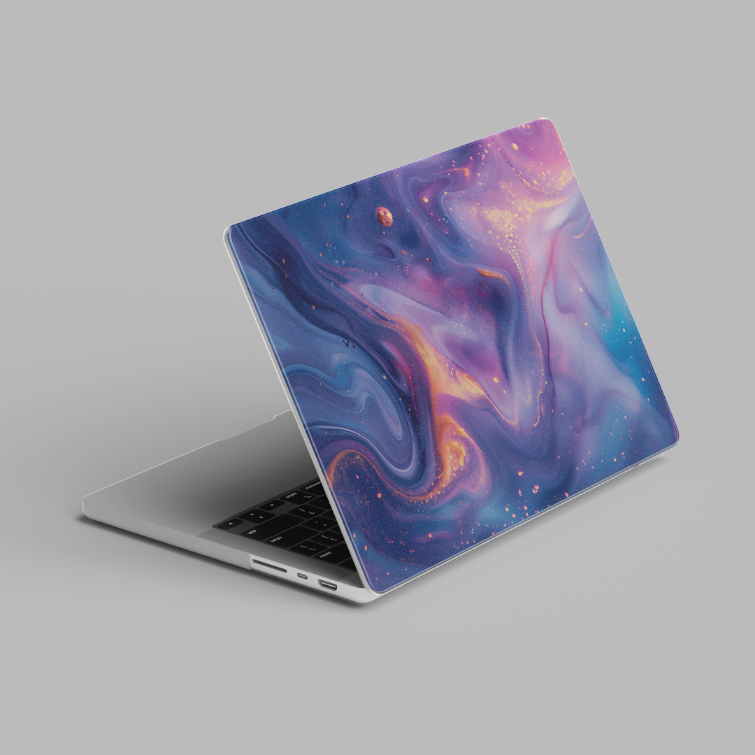 Abstract Marble MacBook Case | Pastel Laptop Cover with Gold Accents
