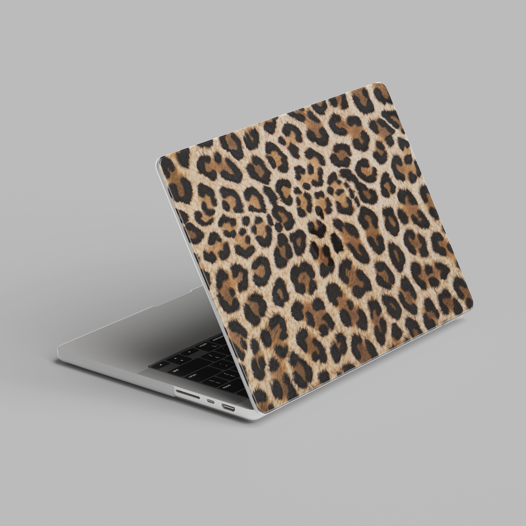 MacBook case with classic brown leopard print animal pattern hard shell cover