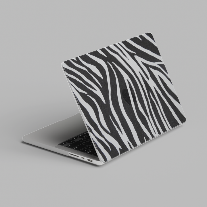 Black and white zebra stripe animal print MacBook hard shell laptop case