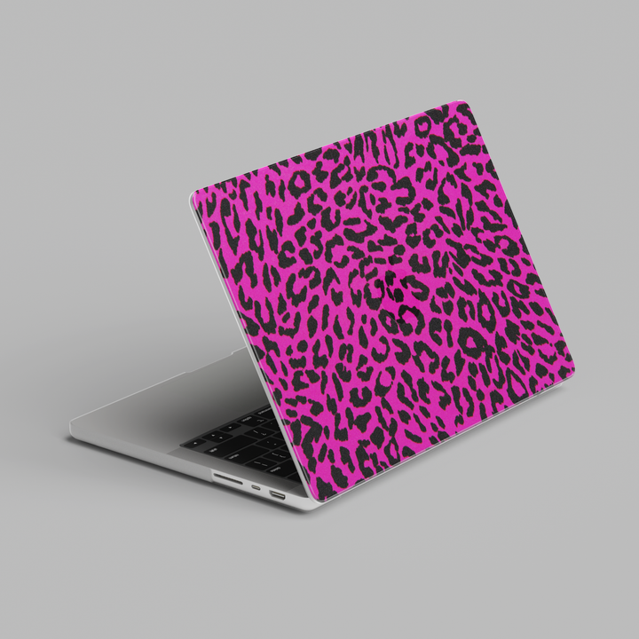Hot pink leopard print hard shell MacBook laptop case