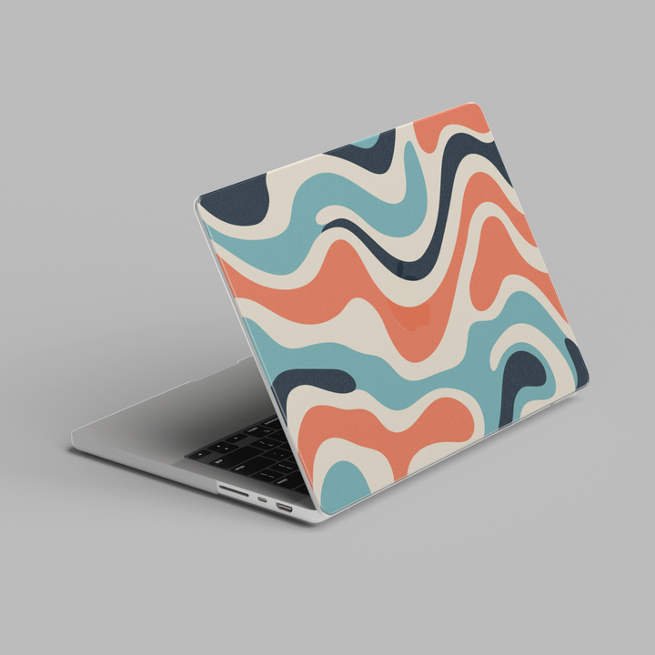 Abstract retro wave pattern hard shell MacBook laptop case