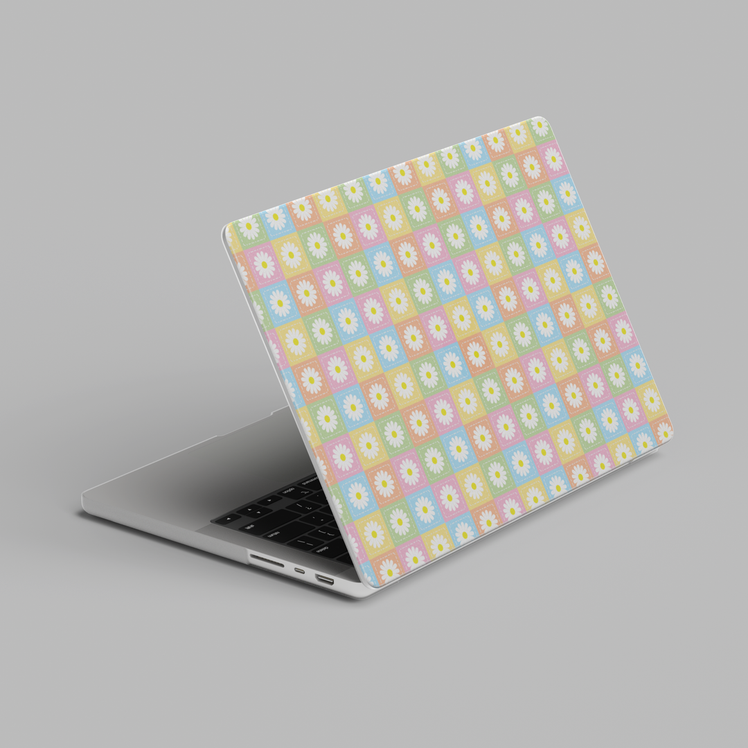 Pastel patchwork floral quilt pattern hard shell MacBook laptop case