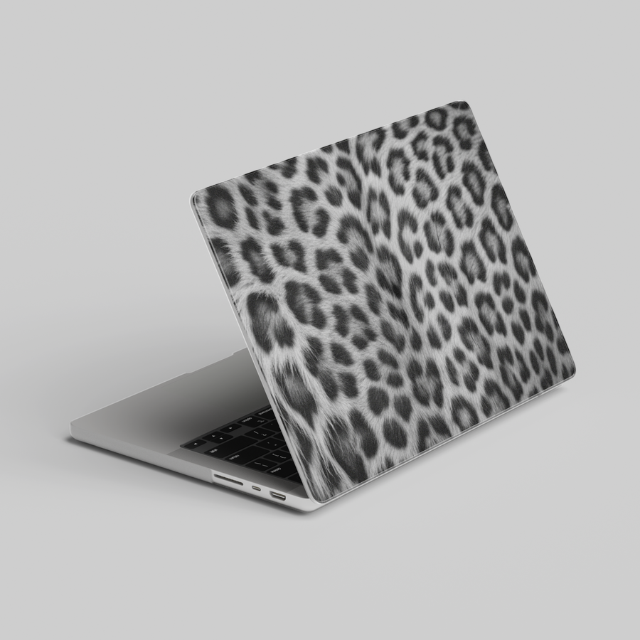 Snow Panther leopard print MacBook case for MacBook Air 13, MacBook Pro 16, MacBook Retina 15, and more. Stylish laptop skin for Apple laptops.