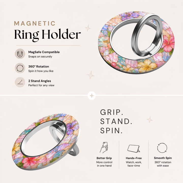 Opal Hibiscus MagSafe Ring Holder