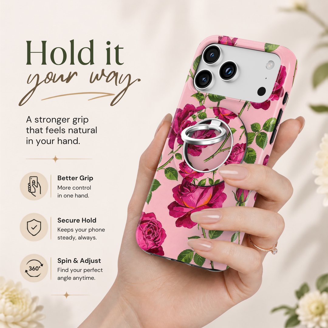 Fuchsia Rose Garden MagSafe Ring Holder