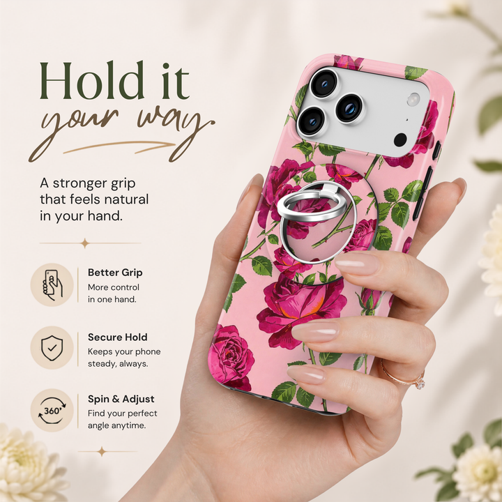 Fuchsia Rose Garden MagSafe Ring Holder