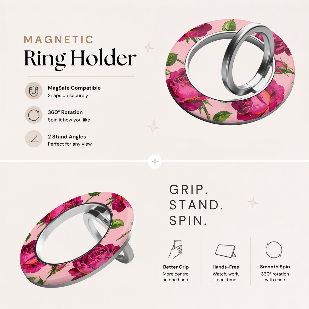 Fuchsia Rose Garden MagSafe Ring Holder