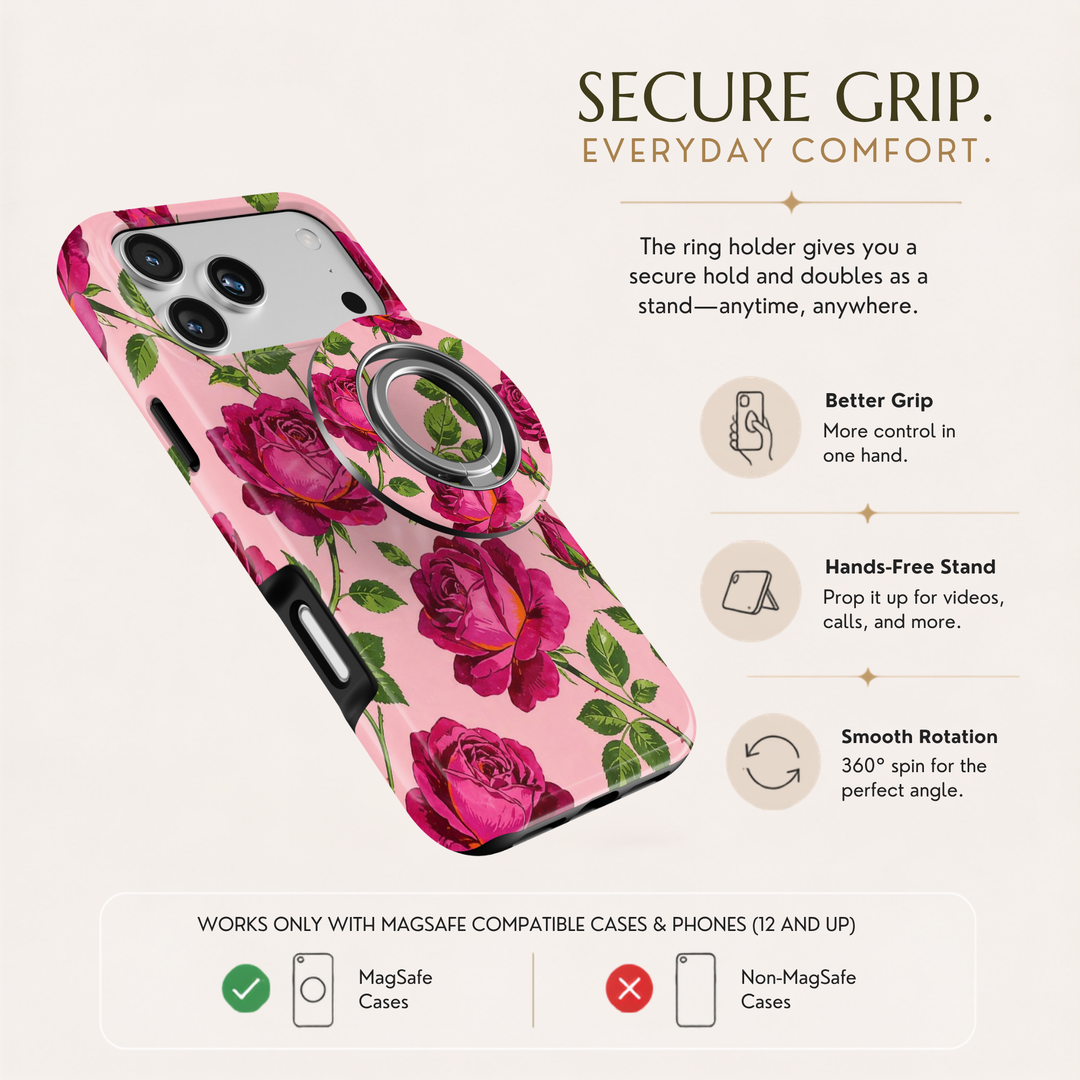 Fuchsia Rose Garden MagSafe Ring Holder