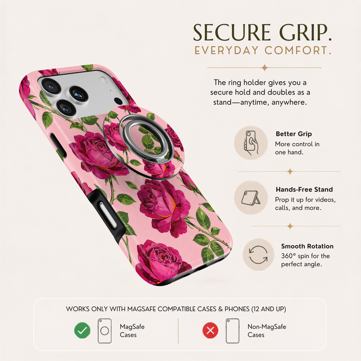 Fuchsia Rose Garden MagSafe Ring Holder
